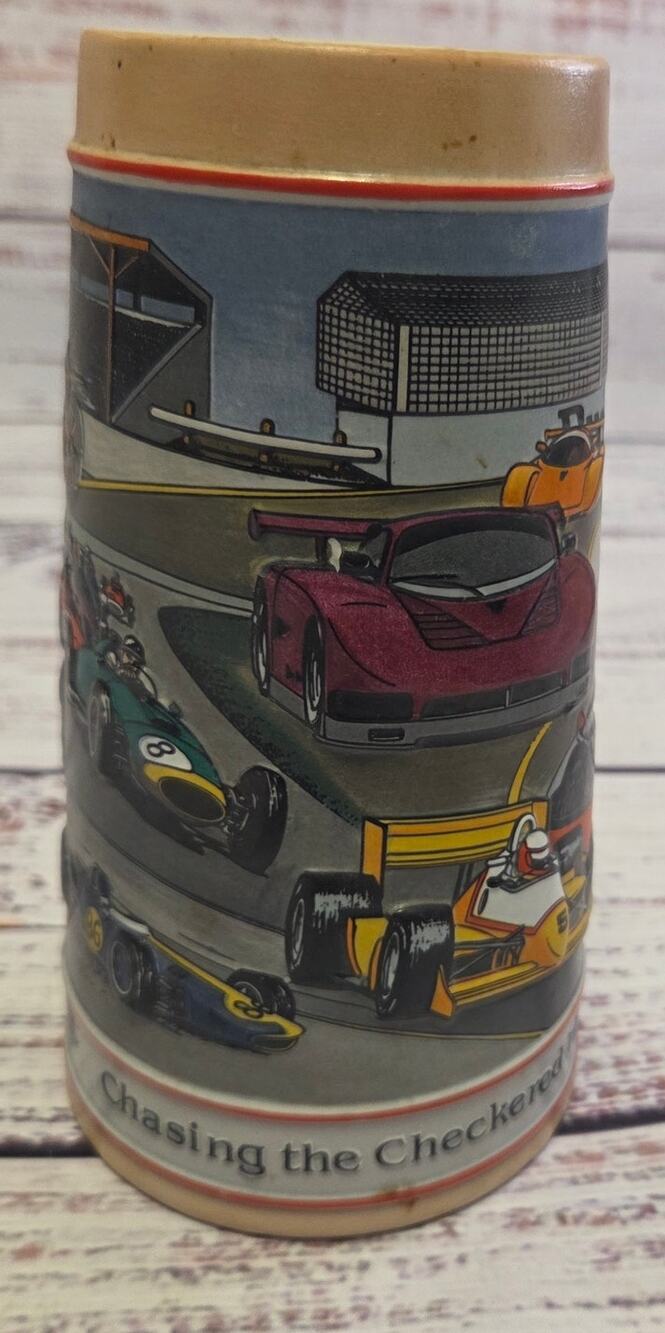1991 Budweiser Auto Racing Sports Ceramarte Beer Stein Mug with COA 7.5"